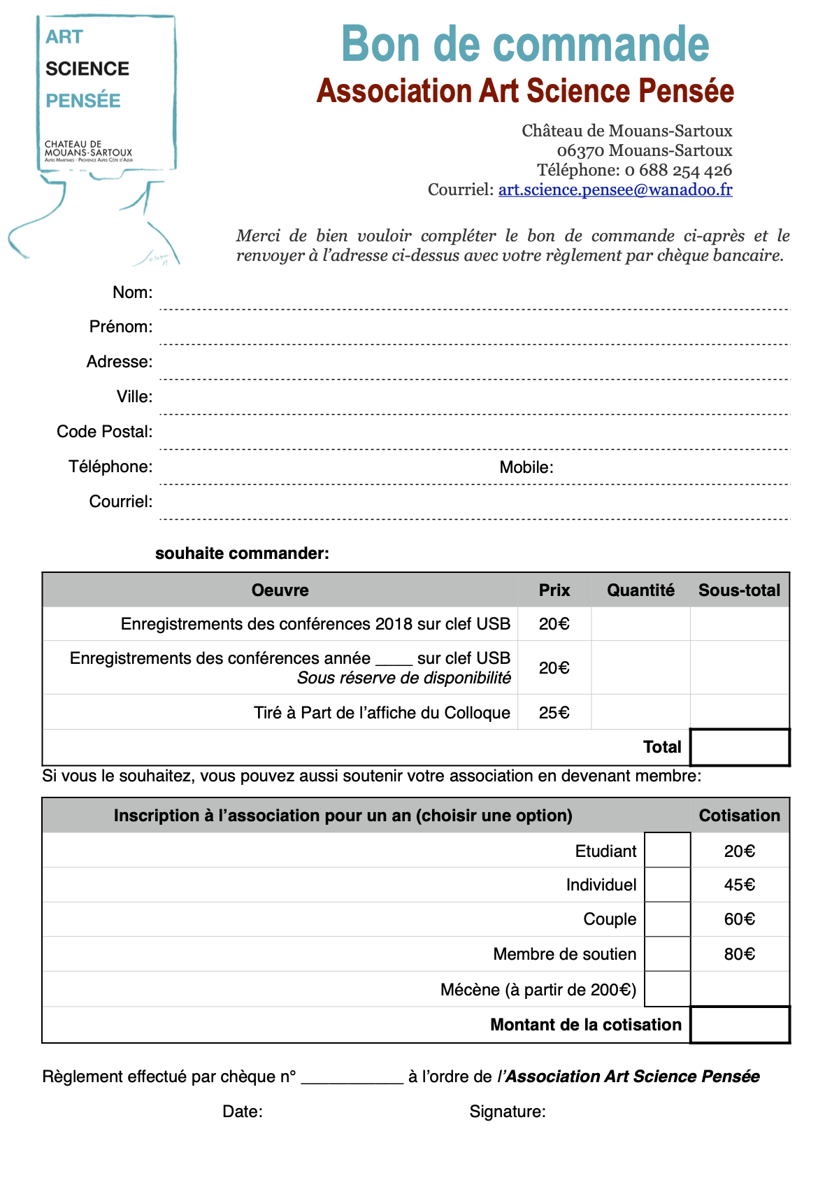 Bon de commande AASP